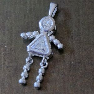 Vintage April Birthstone Child Pendant Charm